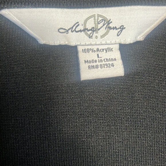 Ming Wang Black and Red Open Front Long Sleeve Knit Cardigan Size Large - Picture 8 of 12